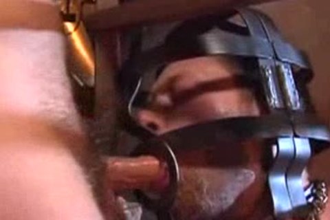 Caged twink and a three some