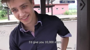 fine boy from Prague blows dick at train station