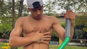 EastBoys - Athletic gay colombian cumshot outdoors solo