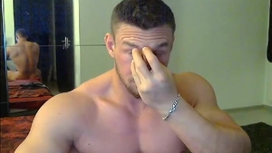 White Muscle lad With pretty penis Shows Off